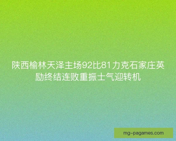 陕西榆林天泽主场92比81力克石家庄英励终结连败重振士气迎转机
