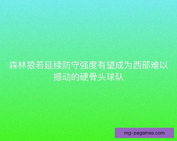 森林狼若延续防守强度有望成为西部难以撼动的硬骨头球队
